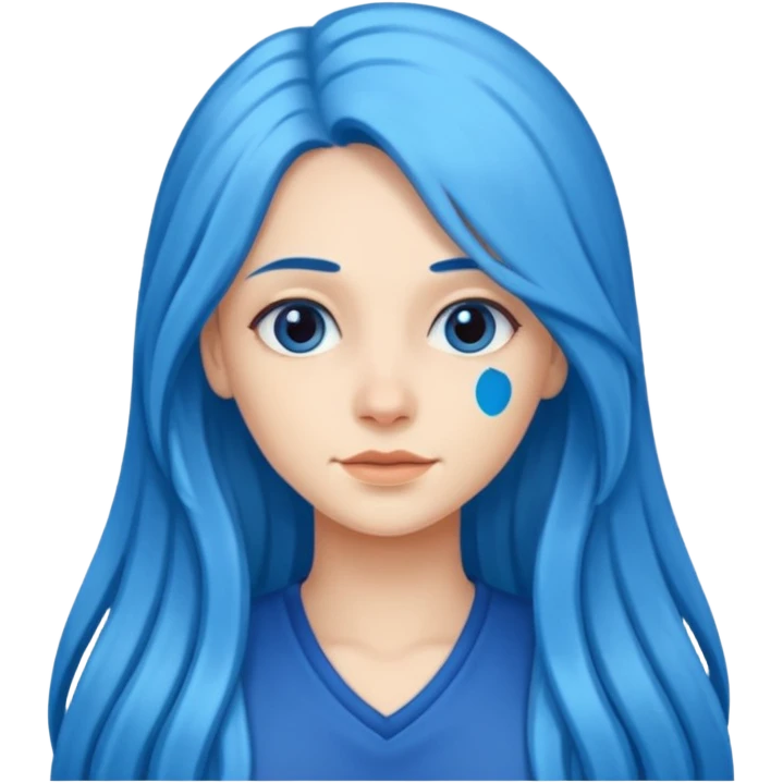 Kék, hosszú haj, fehér nő emoji