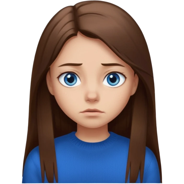 fille long cheveux lisse brune yeux bleu aigri pull noir petite en taille emoji