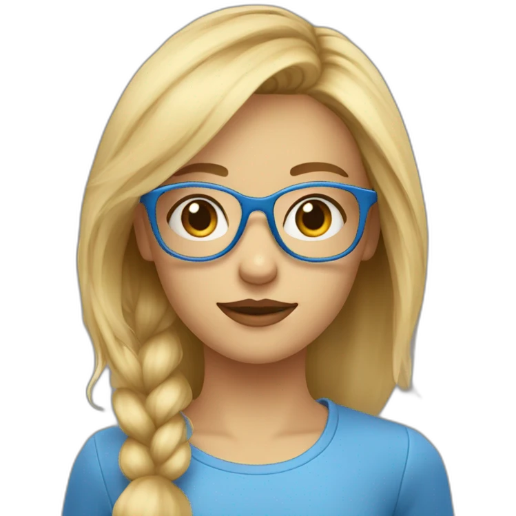 Fille aux cheveux courts blond et aux yeux bleus et avec des lunettes emoji
