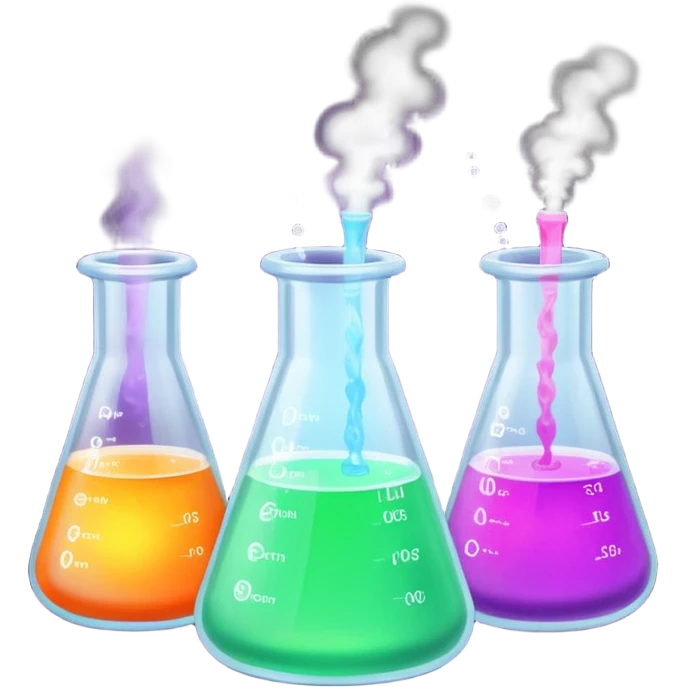 hi-lighters uv light glowibg formula in beaker/ test tube and baking soda in lab emoji