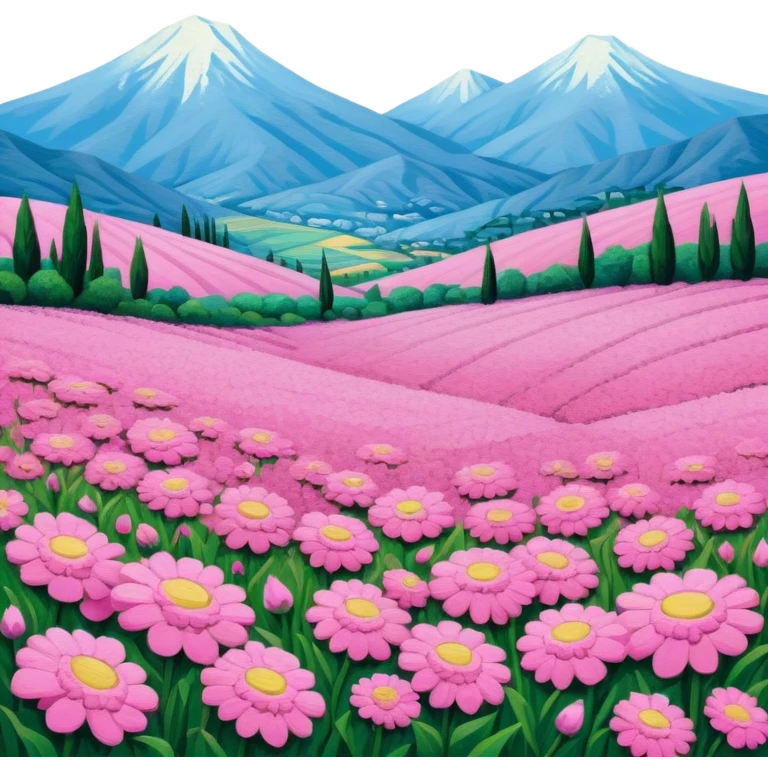van gogh style pink SPAM  meat flowers landscape emoji