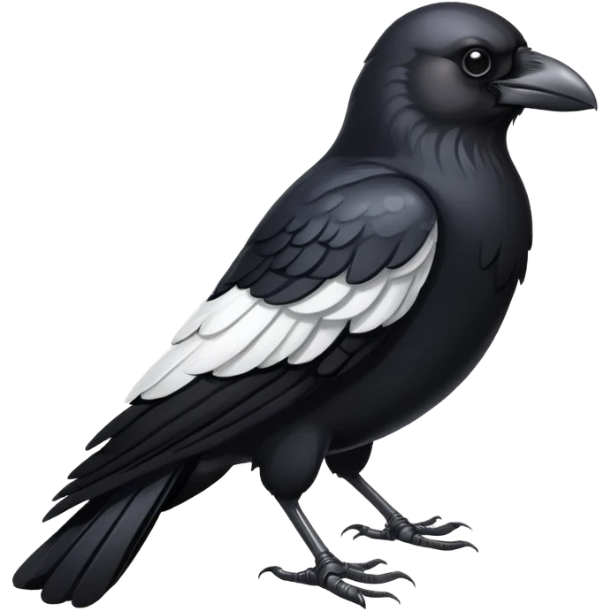 crow with black body and white breast feathers emoji