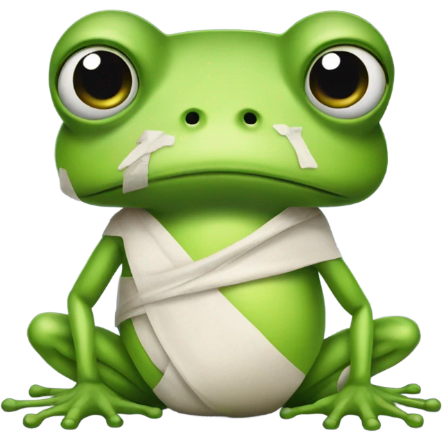 Sick Frog with bandaged belly emoji