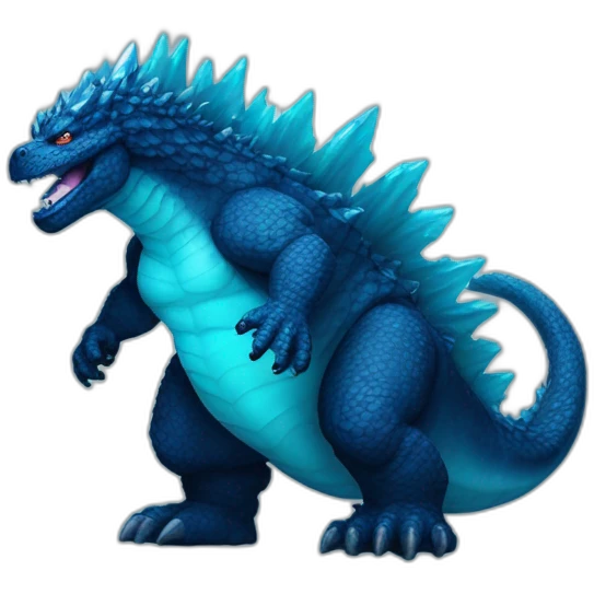 dark Blue godzilla with cyan crystals on its back emoji