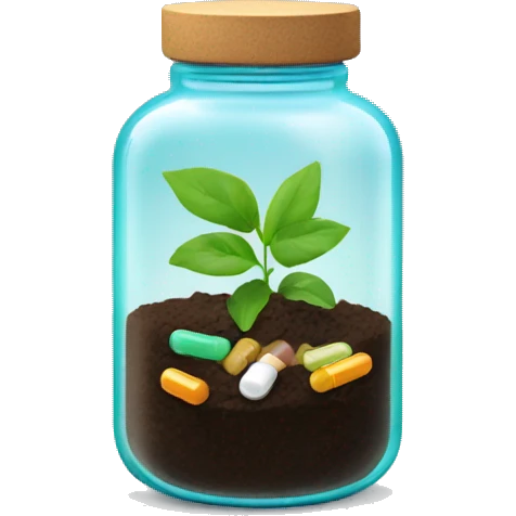 Glass jar with plant and pills as soil emoji