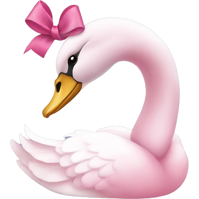 Pink swan with bow on neck emoji