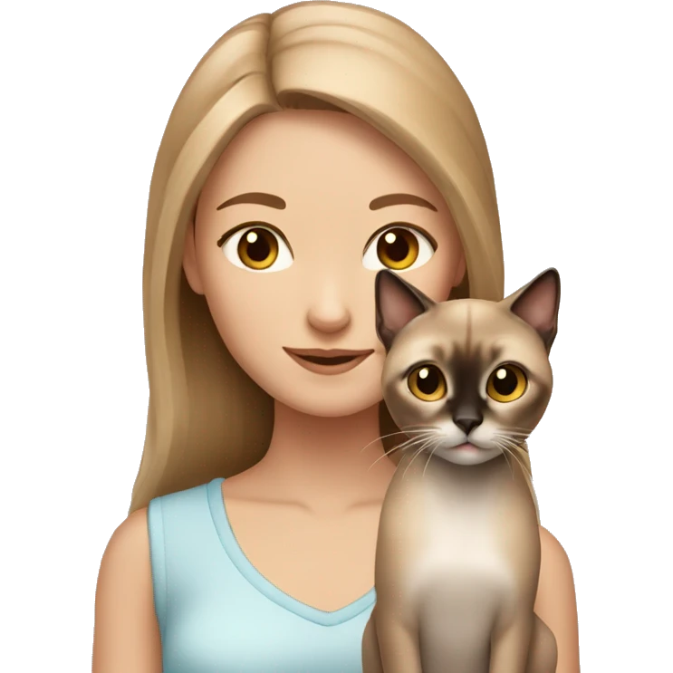 Light brown hair girl with Siamese cat emoji