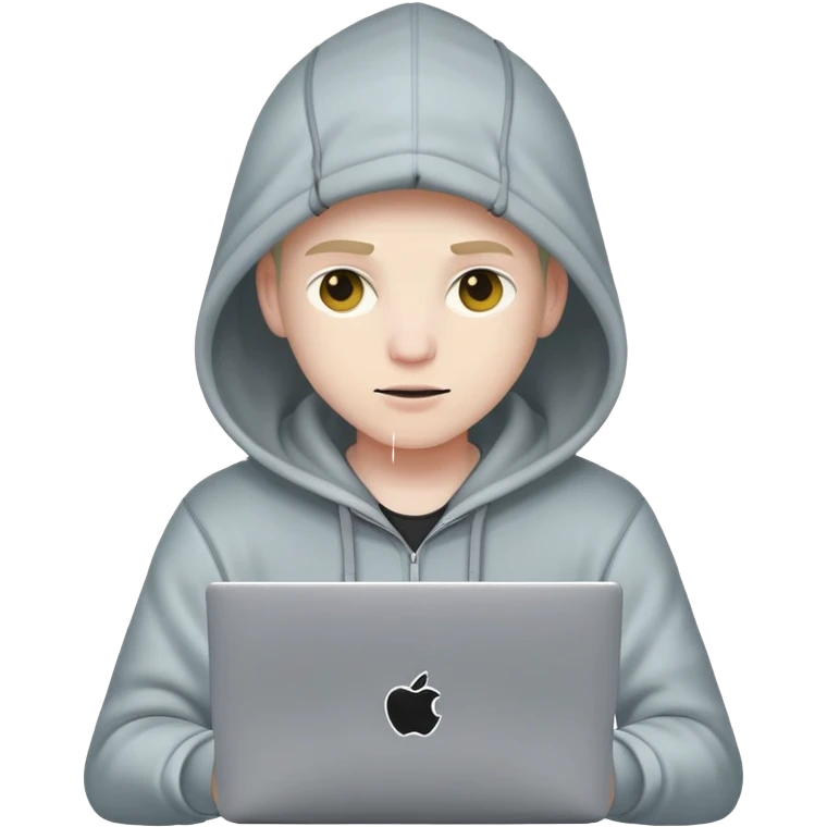 hacker with laptop wearing hoodie emoji