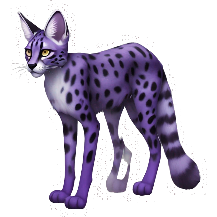 Epic Edgy Black Purple White ethereal Serval-Fionbri-Vernid full body emoji