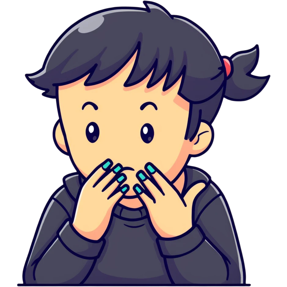 Nervous character biting nails emoji