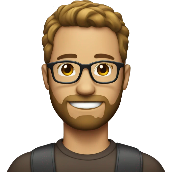 35yo male with shrt hair, glasses and beard emoji