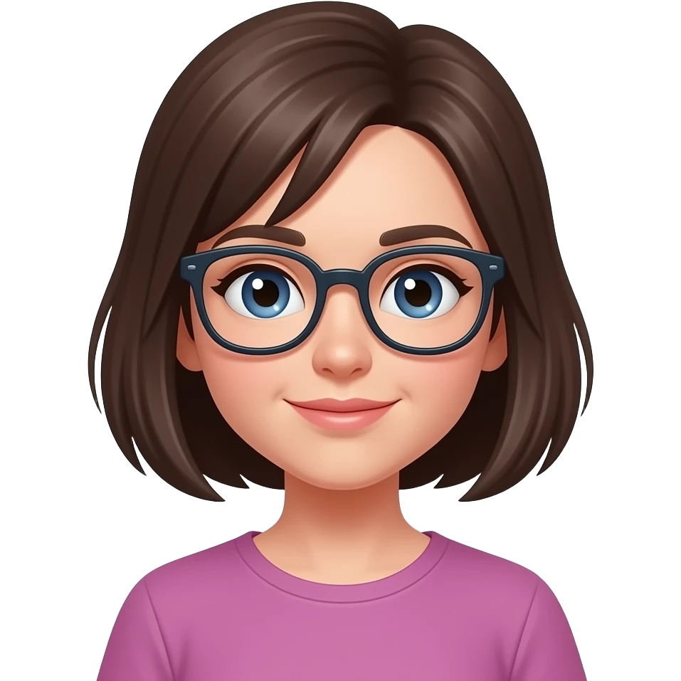 dark brown bob white girl glasses emoji