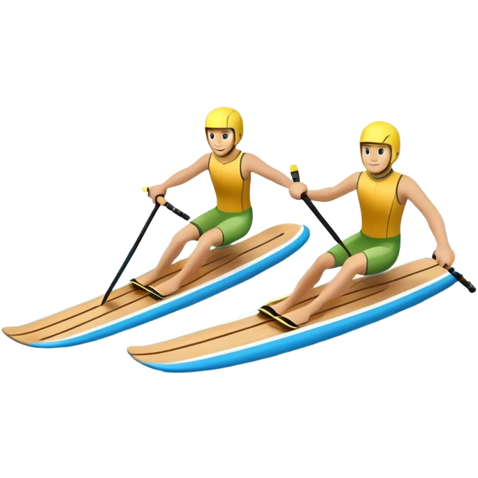 A pair of water skis in close-up glide through the water without a human emoji