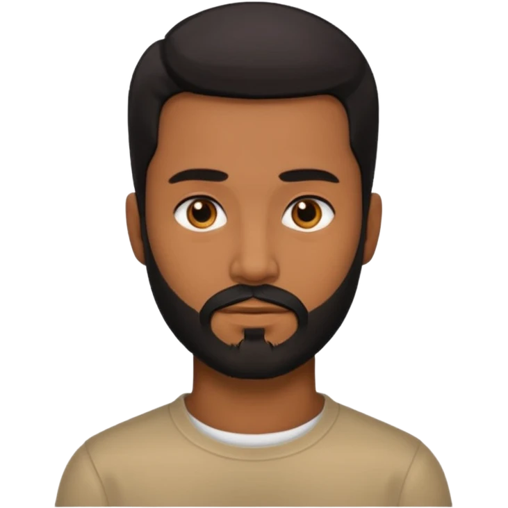 A man with black eyes. With a black beard and medium smooth hair. with the neck emoji