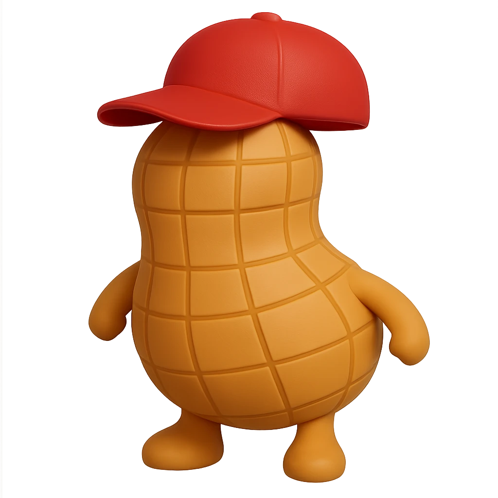 Add a cute red hat to the 3D cartoon-style peanut character with tiny arms and legs, keep it with no facial expression, maintain transparent background. The style is 3D cartoon-style with a transparent background. emoji