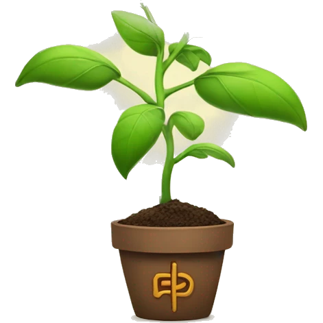 plant growing and becoming flower with growth written on it emoji