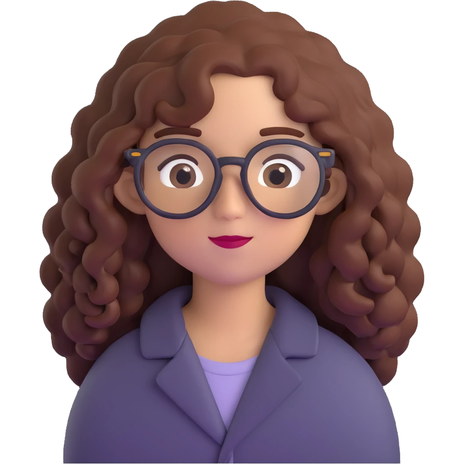 guy with long and curly hair, wearing glasses emoji