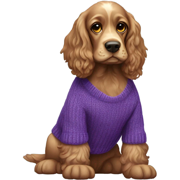 Cocker spaniel in purple sweater emoji