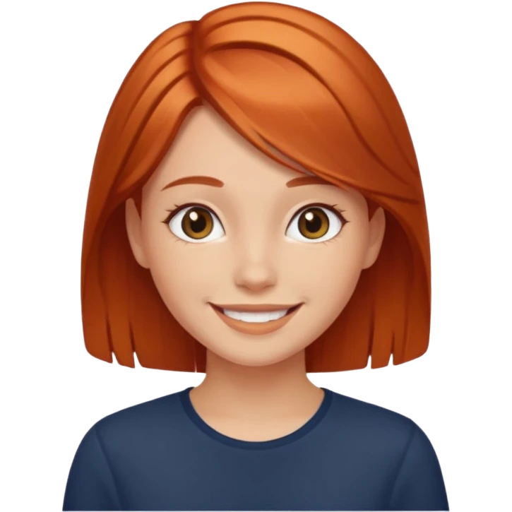 smiling girl indoors portrait cooper hair emoji