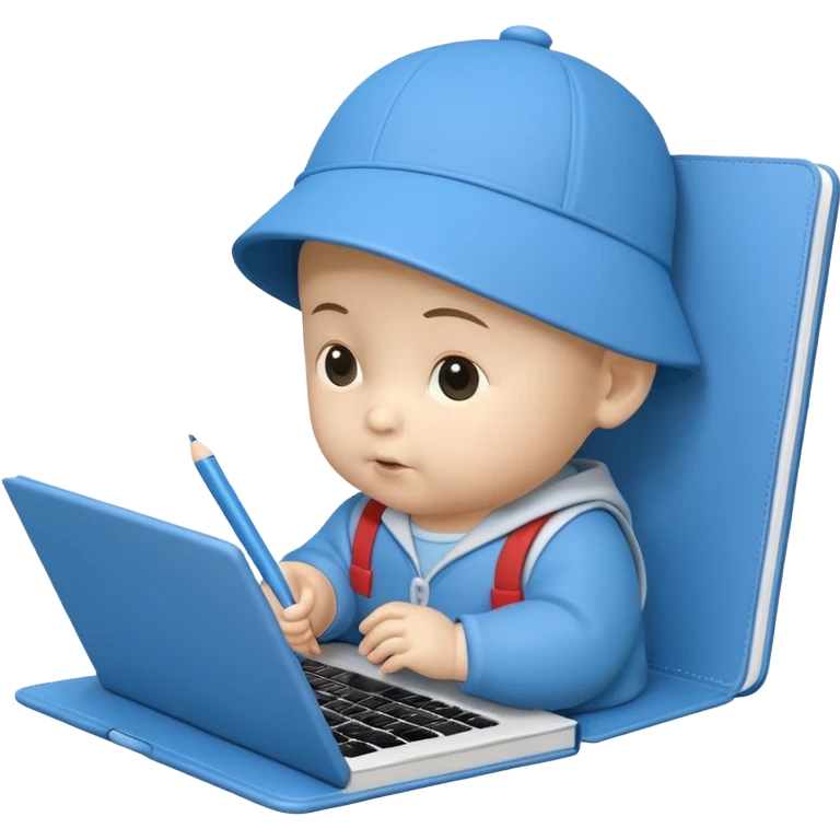 3D 风格的 notebook icon，有 baby boy，中国孩子 emoji