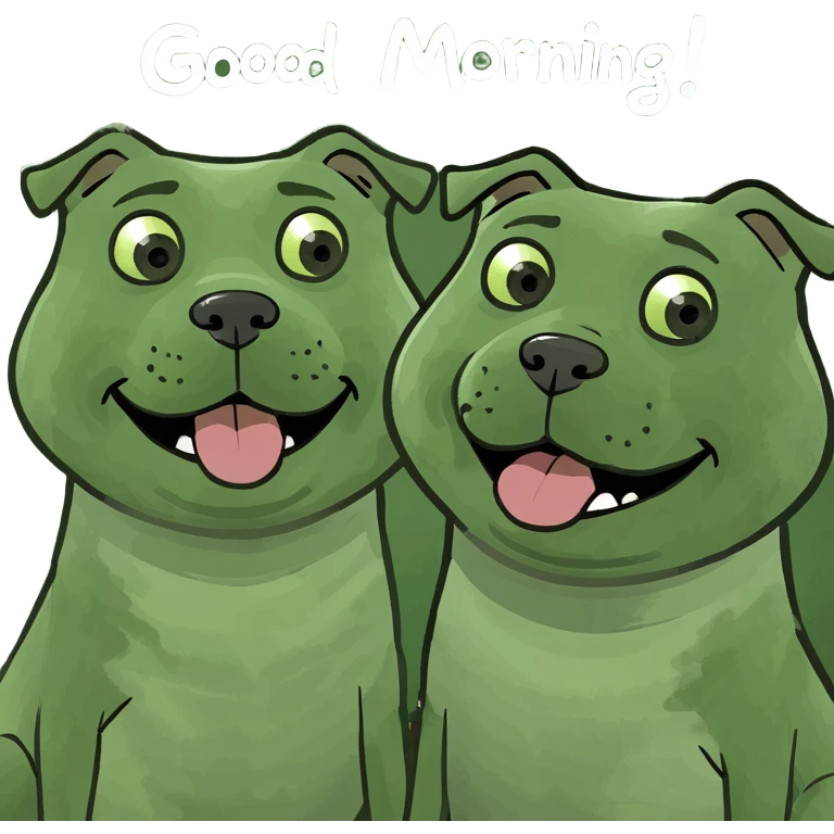 Dogs saying good morning emoji