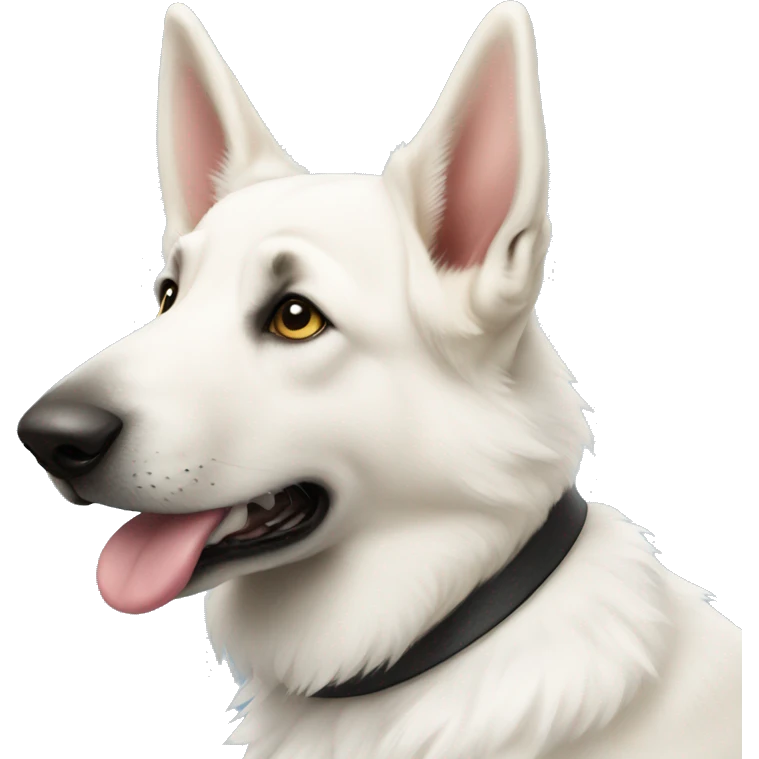 White German shepherd with one lop ear emoji