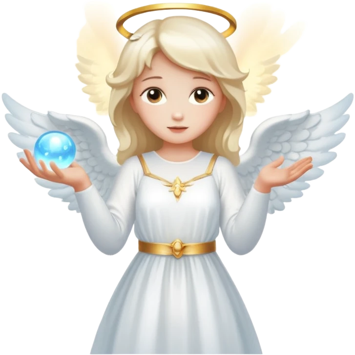 girl angel holding glowing ball emoji