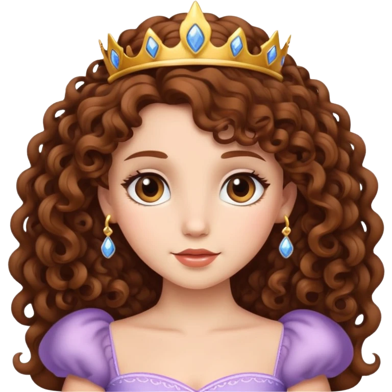 Princess with brown curly hair  emoji