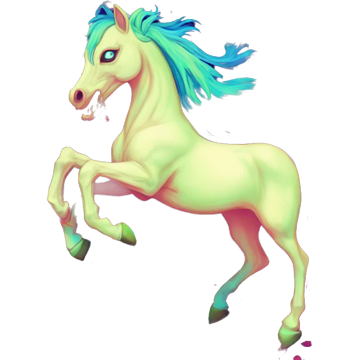 Zombie Pegasus unicorn psychedelic flowers floral groovy art neon rave raving emoji