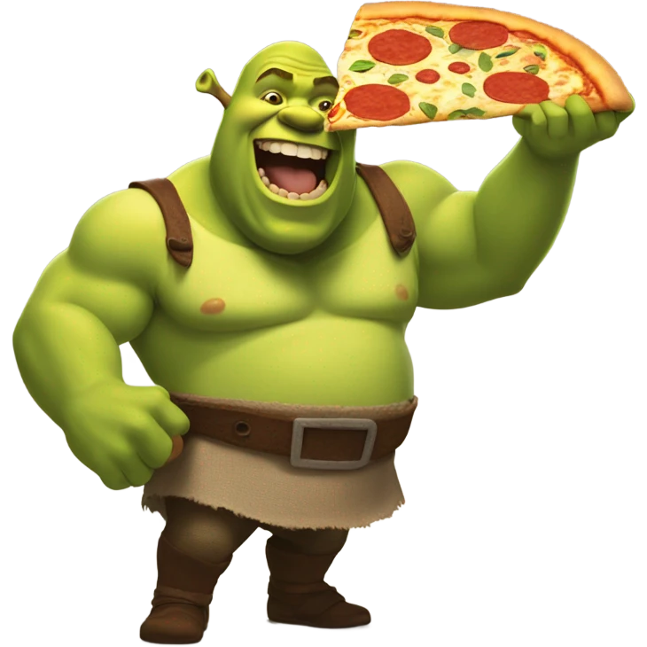 Shrek eating a pizza emoji