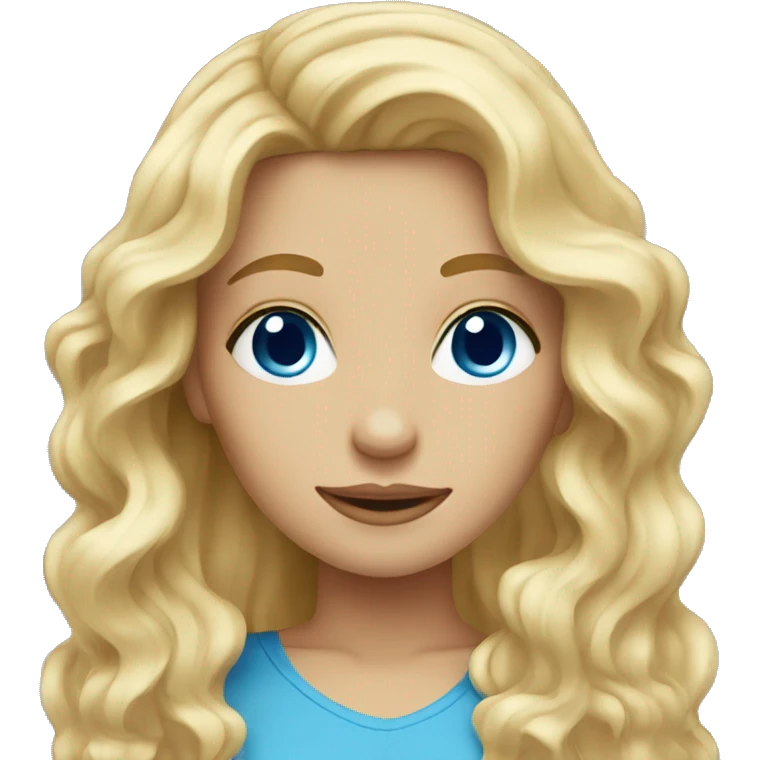 Blonde Long wavy hair girl blue eyes emoji