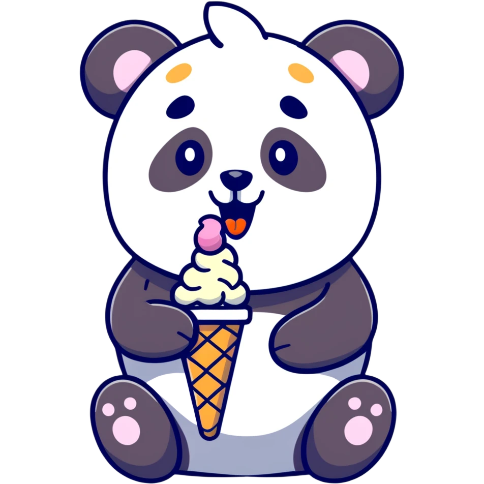 Panda eating ice cream emoji