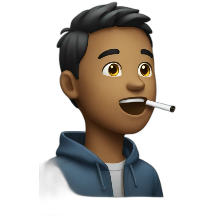 a boy releasing smoke from mouth emoji