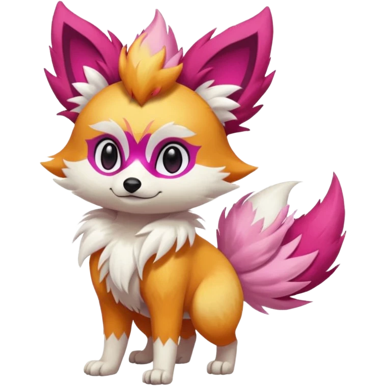 Electric snowy white pink magenta feathery Fennekin-Growlithe-Electrike-fusion (full body) emoji