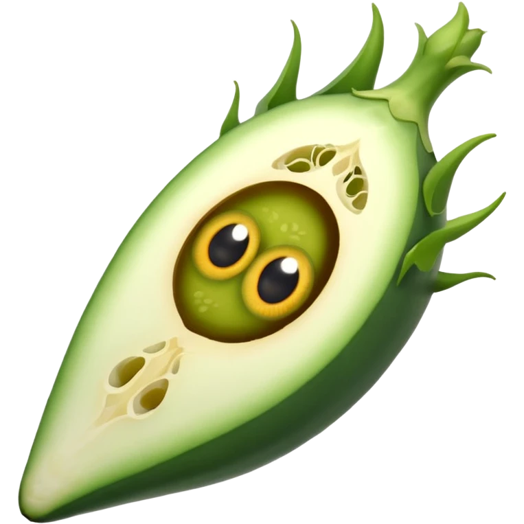 bhindi keeping the shape normal with big eyes emoji