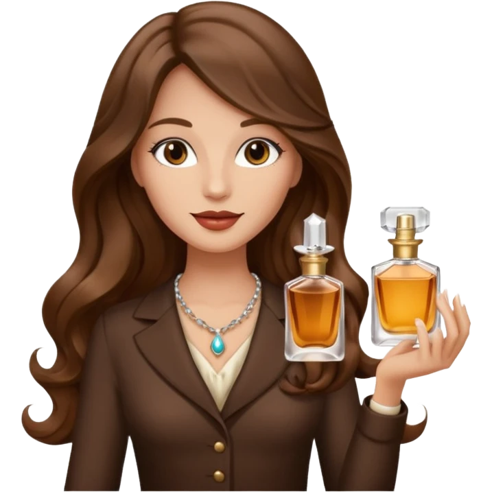 Half body pretty long hair woman holding parfume emoji