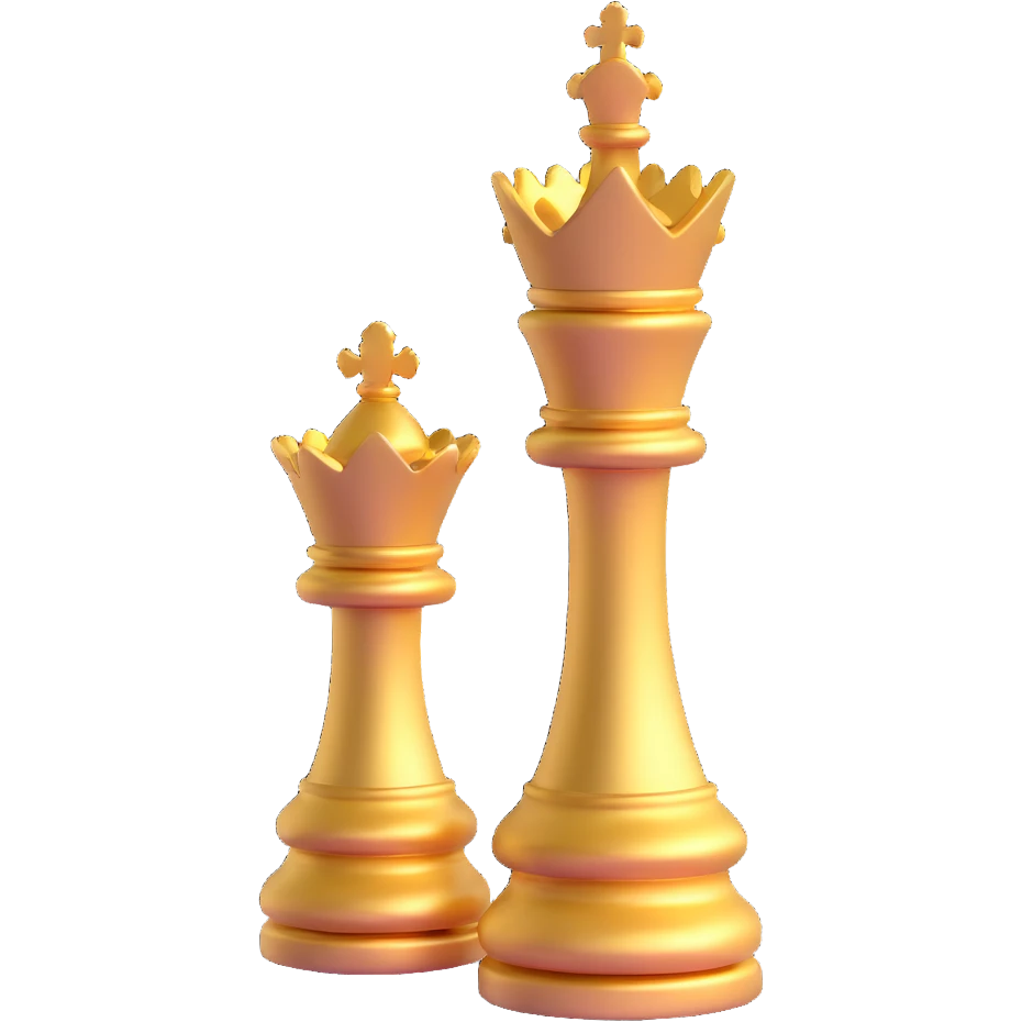 3D golden queen chess piece emoji