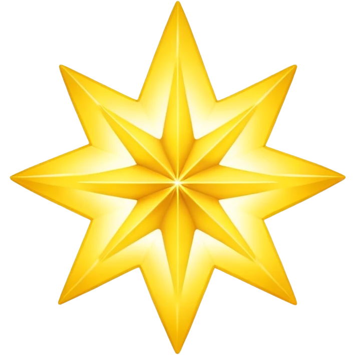 yellow volumetric 4-pointed star, four terminal star emoji