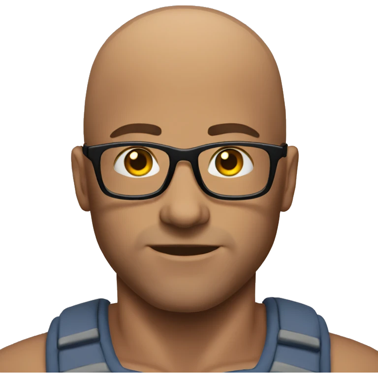 Muscular bald guy glasses  emoji