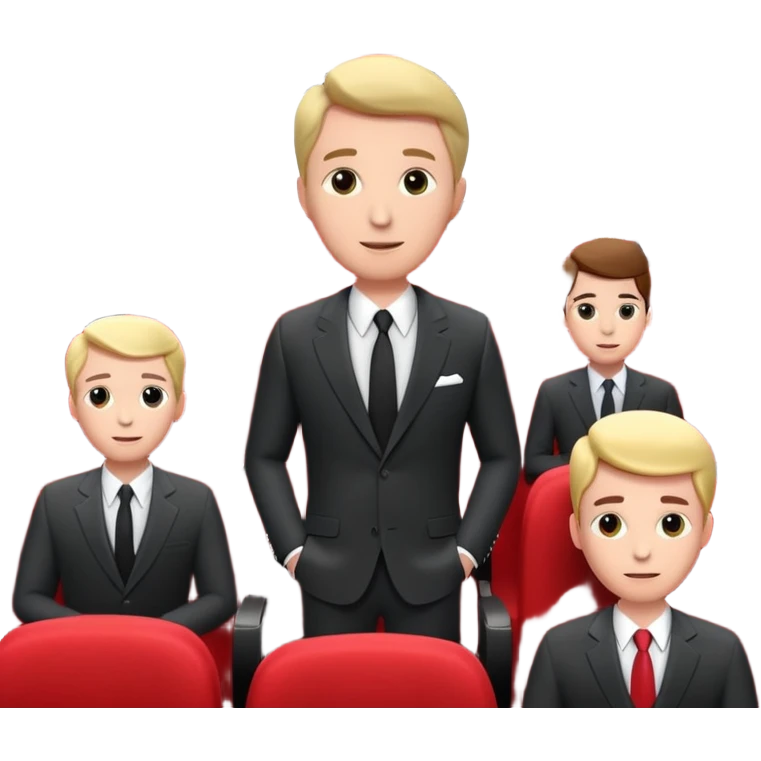 3d realistic interior of movie theater with people  and trump emoji