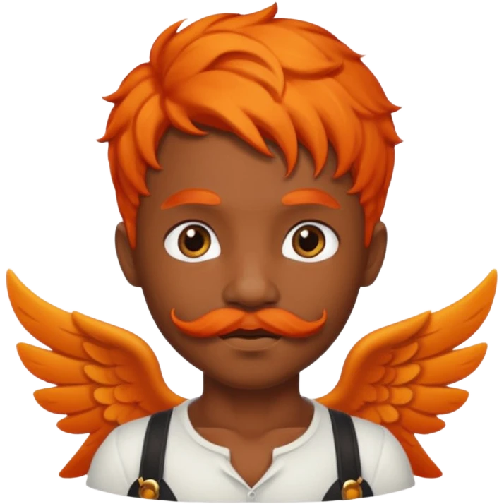 Black cupid with orange hair and mustache emoji
