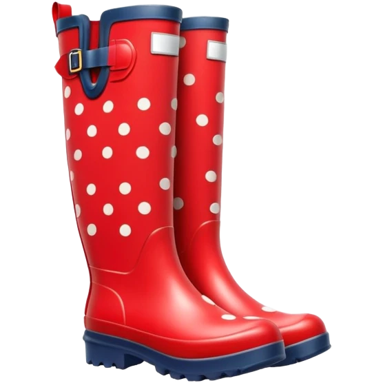 Dots Rain boots Red Color  emoji