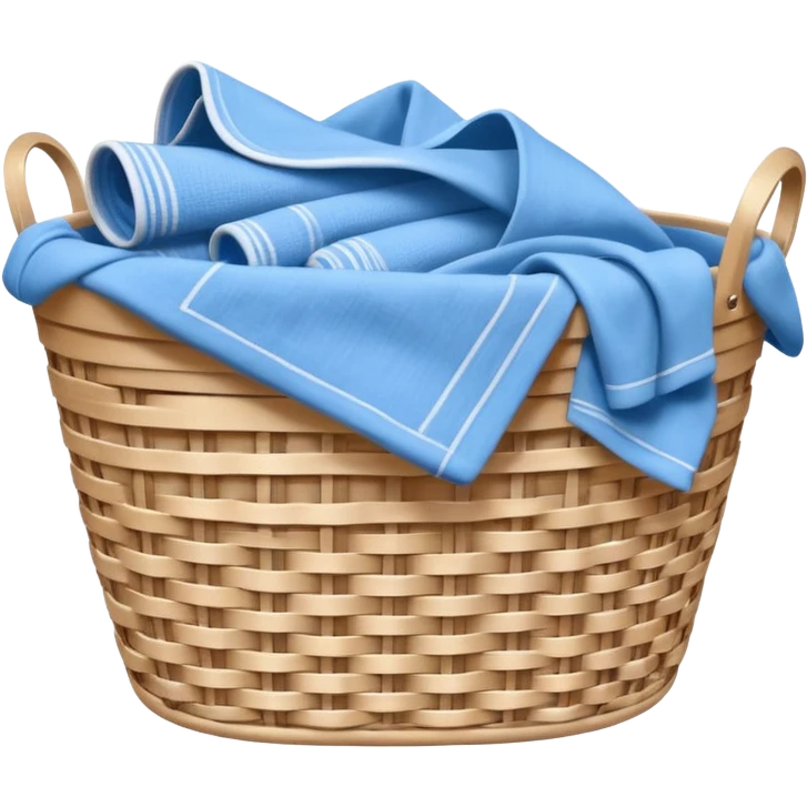 white LAUNDRY BASKET WITH FOLDED blue CLOTHES emoji