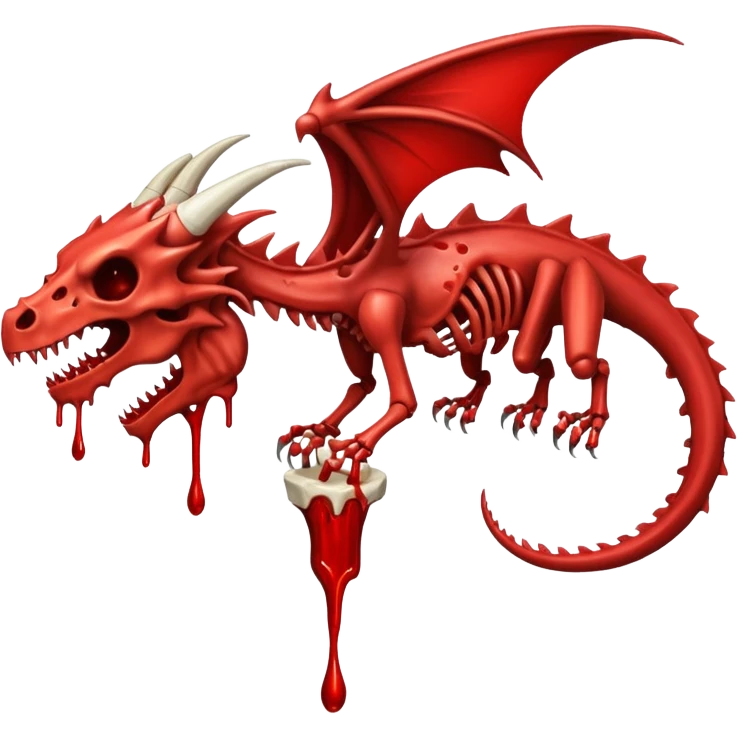  skeletal skeleton bone dragon with some blood dripping emoji