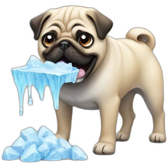 pug dog eating a ice emoji