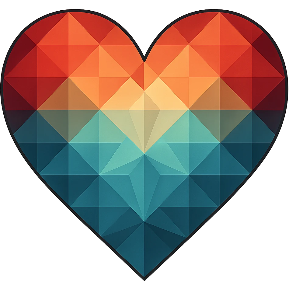 heart with a geometric diamond pattern, digital illustration style, no background emoji
