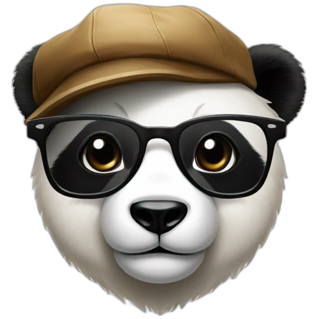 panda with a cap and square glasses emoji