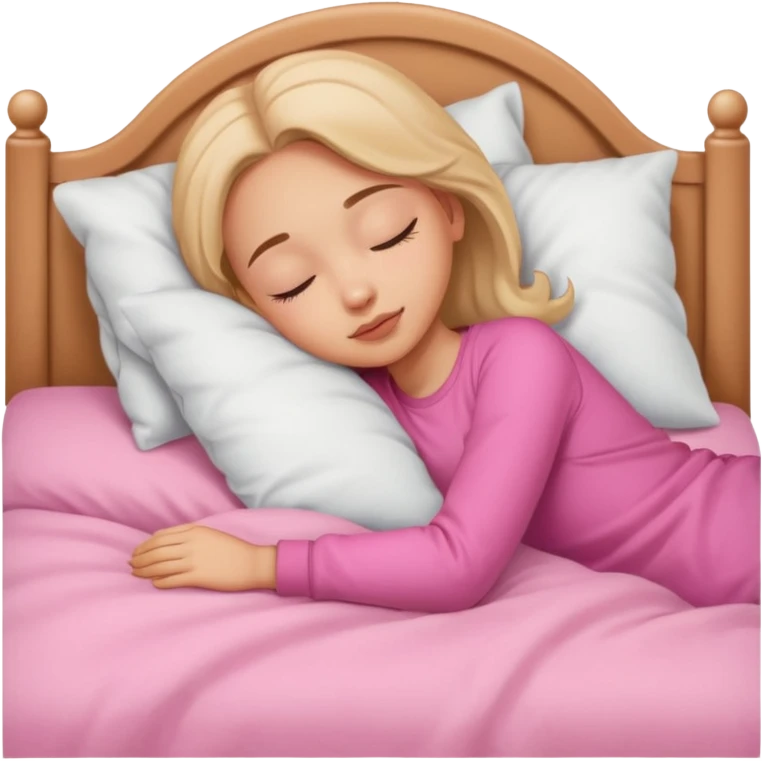 Garota dormindo, cama pink emoji