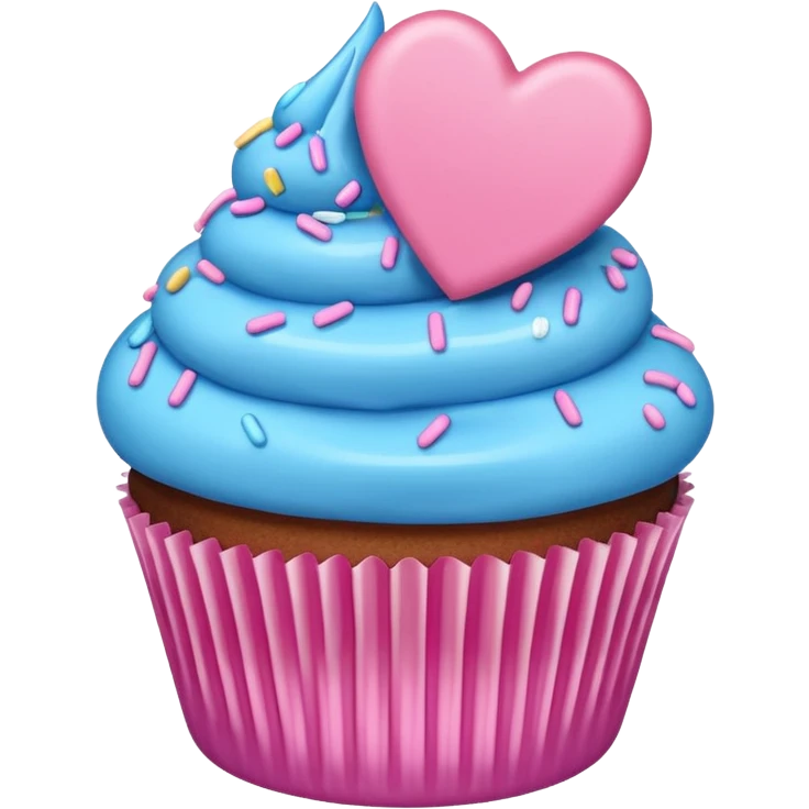 blue heart with a cupcake emoji