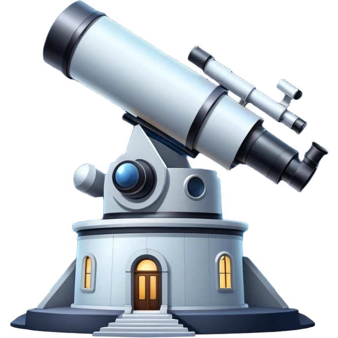 An icon featuring an observatory with a giant telescope, set against a starry sky. The design includes visible planets, distant stars, and galaxies, symbolizing the study of astronomy and celestial exploration. Transparent background highlights the wonder of the universe. emoji